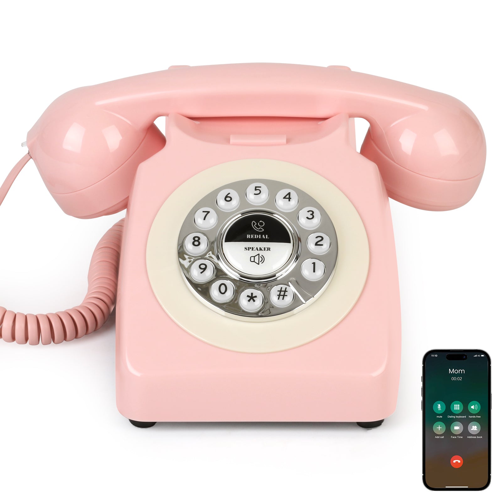 Sangyn Bluetooth Landline Phone, Retro Bluetooth Home Phone Compatible with Android & iOS, Speakerphone, Volume Control & USB Rechargeable