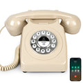 Bluetooth Landline Phone with Speakerphone, Retro Bluetooth Desk Phone, Bluetooth Telephone with USB Rechargeable, Beige