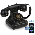 Bluetooth Landline Phone with Voice Assistant, Compatible with Android & iOS, Physical Phone with Volume Control, Black