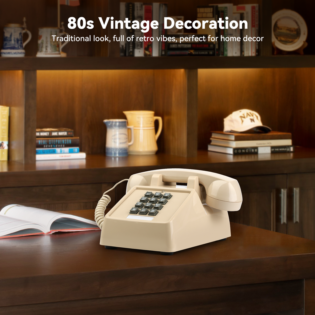 Vintage Landline Phone with Mechanical Ringer – Retro Corded Analog Desk Telephone | SANGYN