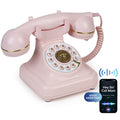 Bluetooth Landline Phone with Voice Assistant, Compatible with Android & iOS, Physical Phone with Volume Control, Pink