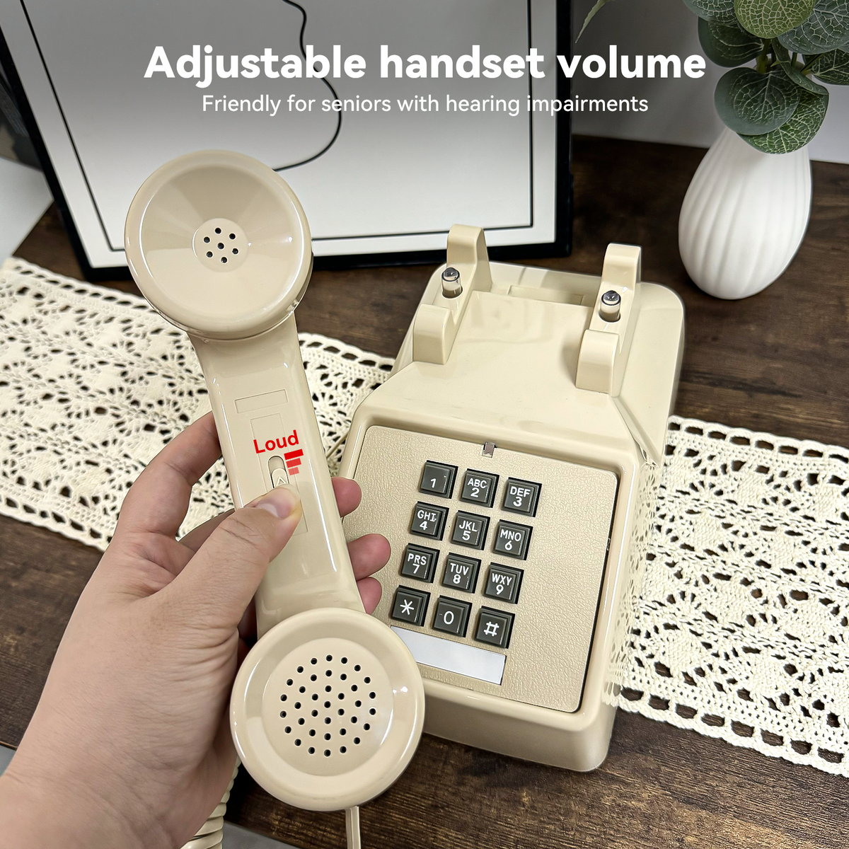 Vintage Landline Phone with Mechanical Ringer – Retro Corded Analog Desk Telephone | SANGYN