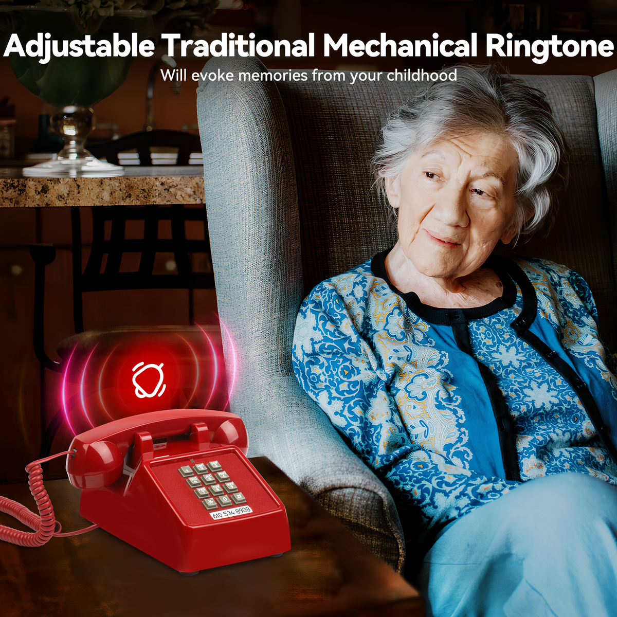 Vintage Landline Phone with Mechanical Ringer – Retro Corded Analog Desk Telephone | SANGYN
