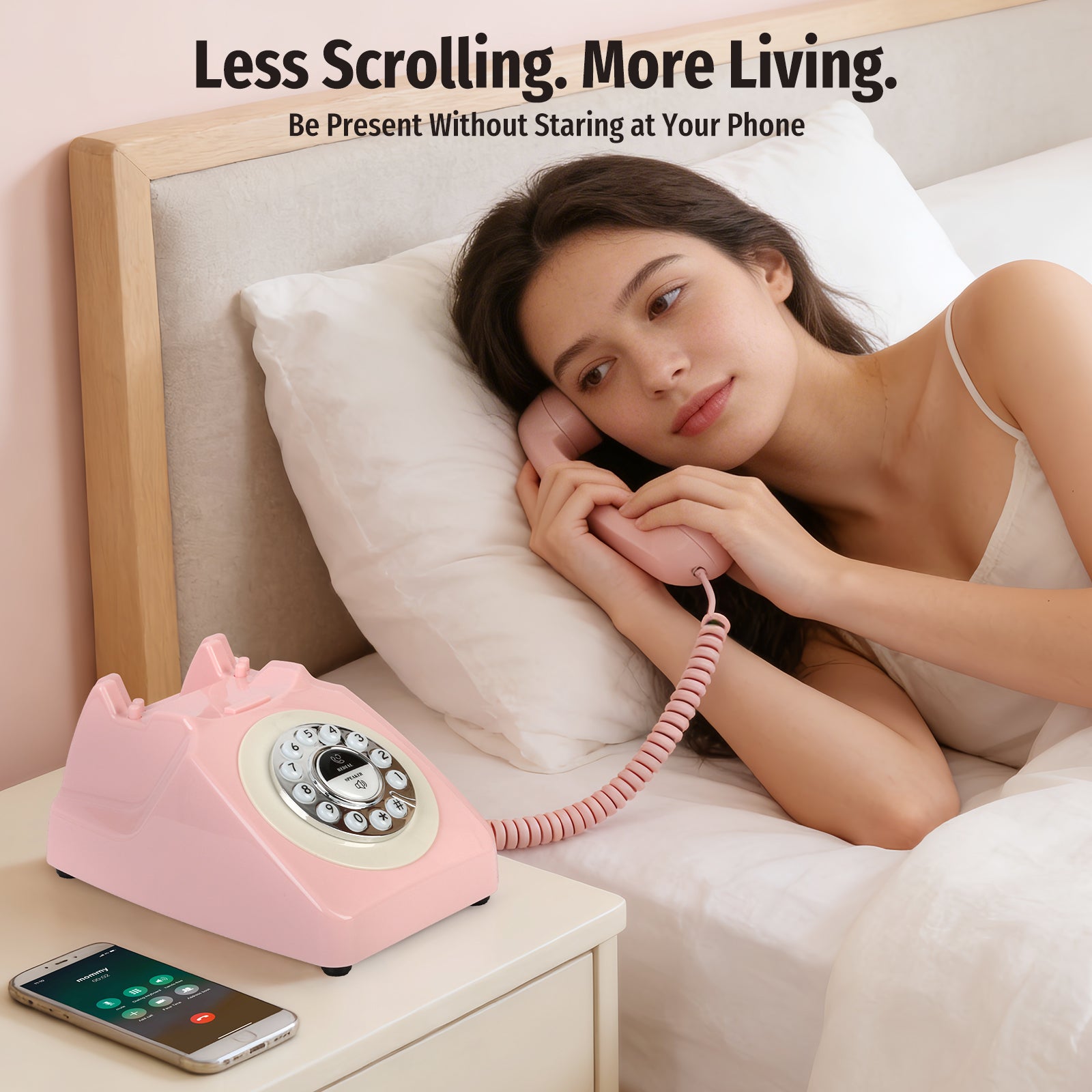 Sangyn Bluetooth Landline Phone, Retro Bluetooth Home Phone Compatible with Android & iOS, Speakerphone, Volume Control & USB Rechargeable