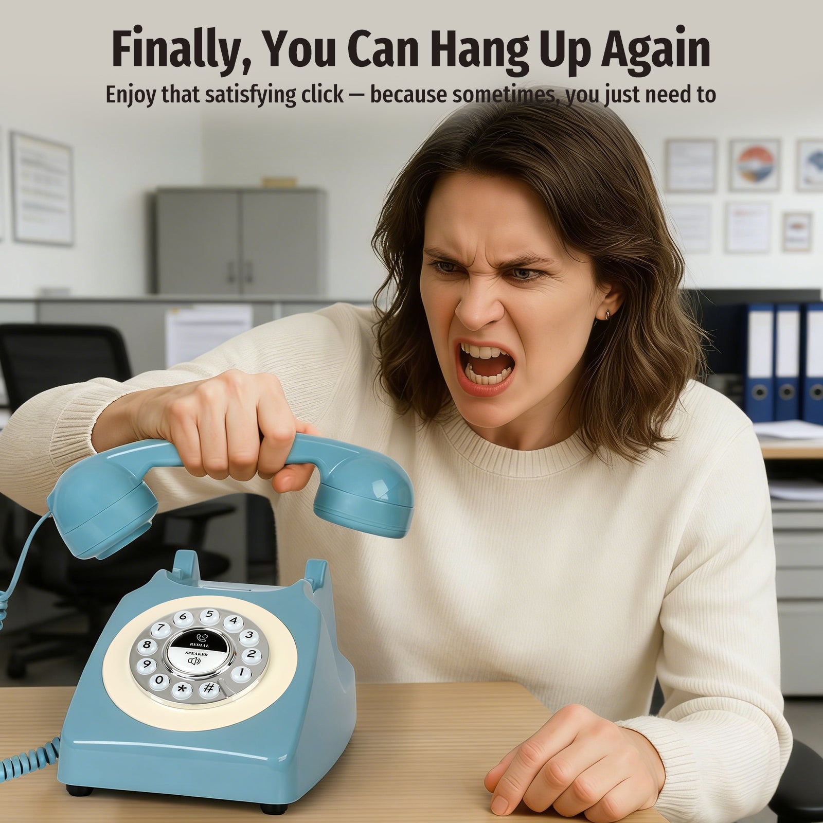 Bluetooth Landline Phone with Speakerphone, Retro Bluetooth Desk Phone, Bluetooth Telephone with USB Rechargeable, Blue