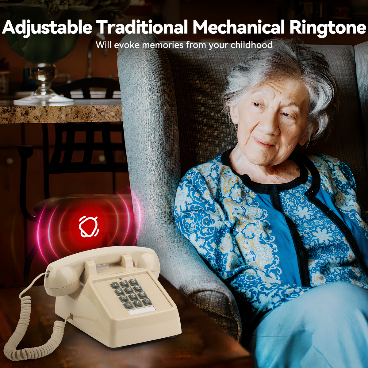 Vintage Landline Phone with Mechanical Ringer – Retro Corded Analog Desk Telephone | SANGYN