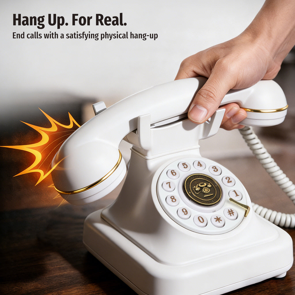 Bluetooth Landline Phone with Voice Assistant, Compatible with Android & iOS, Physical Phone with Volume Control, White