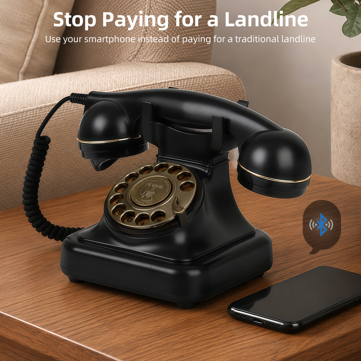 Bluetooth Retro Rotary Phone – Vintage Style Phone for iPhone & Android