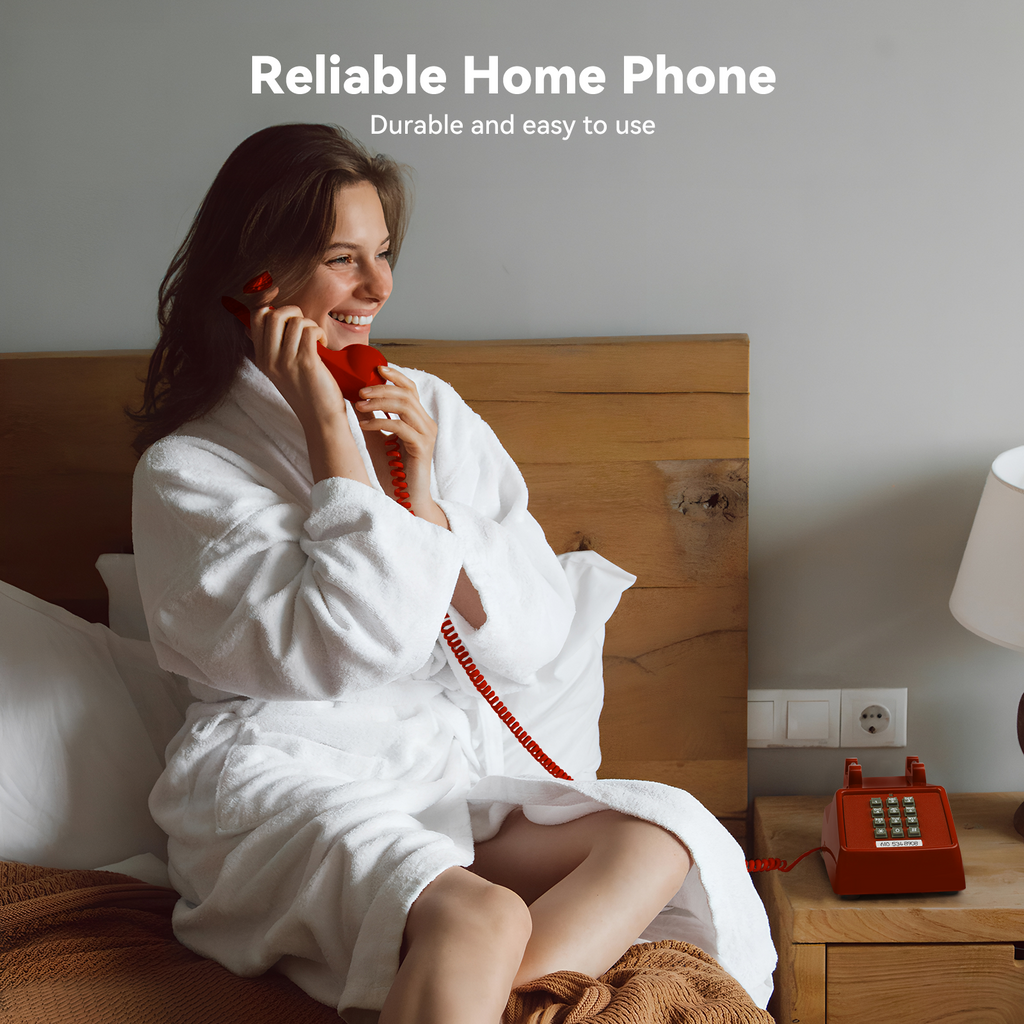 Vintage Landline Phone with Mechanical Ringer – Retro Corded Analog Desk Telephone | SANGYN