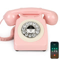 Bluetooth Landline Phone with Speakerphone, Retro Bluetooth Desk Phone, Bluetooth Telephone with USB Rechargeable, Pink