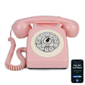 Sangyn Bluetooth Landline Phone with Voice Assistant, Compatible with Android & iOS, Wireless Bluetooth Physical Phone with Volume Control & USB Rechargeable, Pink