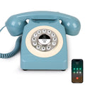 Bluetooth Landline Phone with Speakerphone, Retro Bluetooth Desk Phone, Bluetooth Telephone with USB Rechargeable, Blue