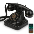 Bluetooth Retro Phone with Speakerphone, Bluetooth Landline Phone with USB Rechargeable Power, Hands-Free Calling & Music Playback, Black