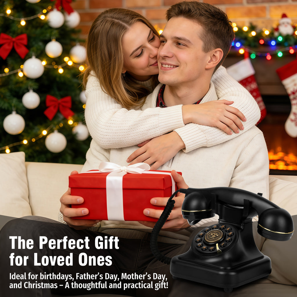 Bluetooth Landline Phone with Voice Assistant, Compatible with Android & iOS, Physical Phone with Volume Control, Black