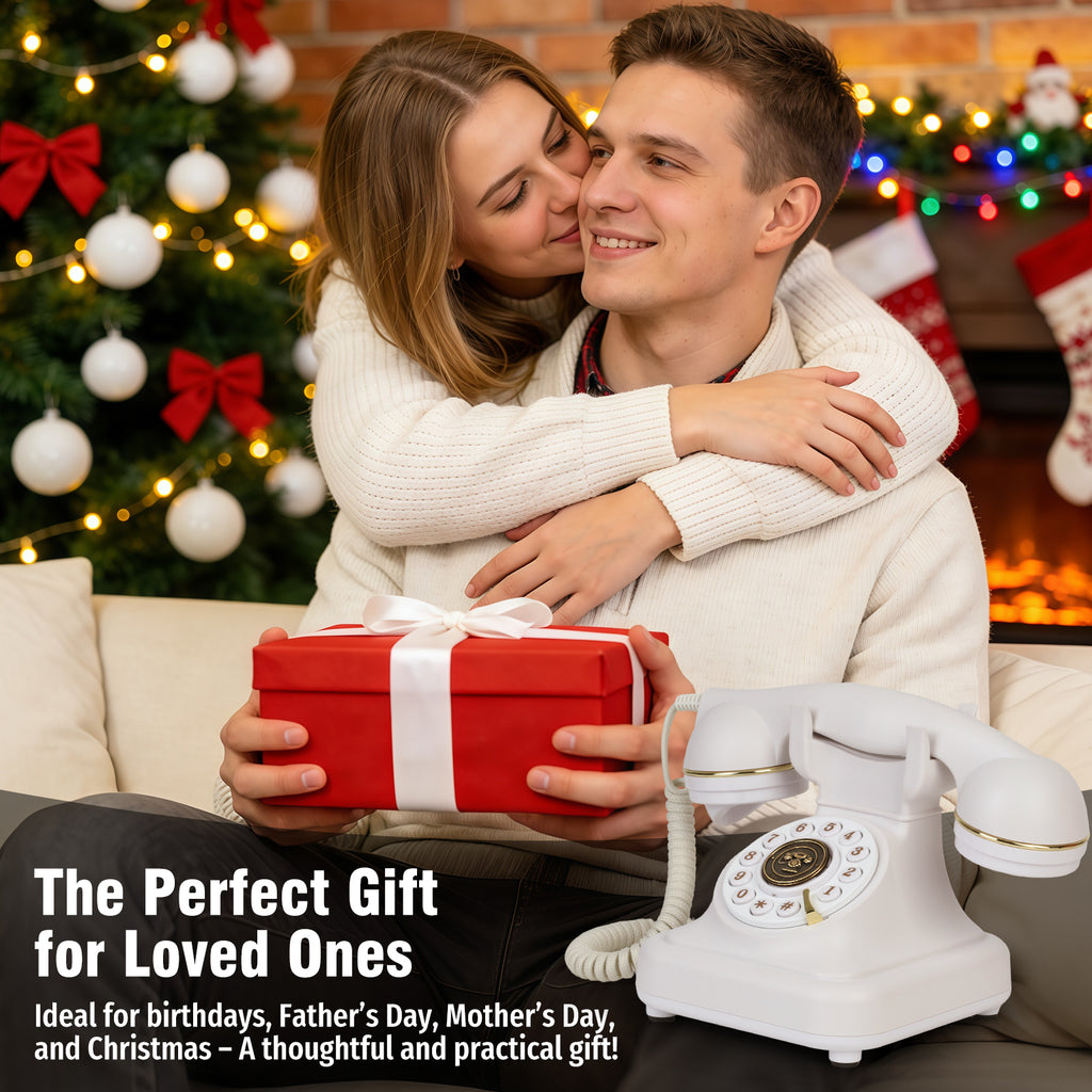 Bluetooth Landline Phone with Voice Assistant, Compatible with Android & iOS, Physical Phone with Volume Control, White