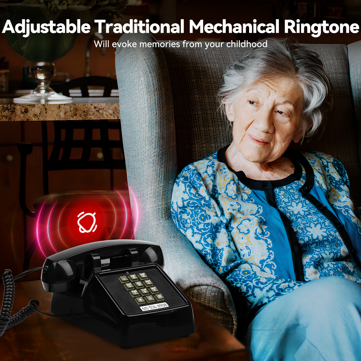 Vintage Landline Phone with Mechanical Ringer – Retro Corded Analog Desk Telephone | SANGYN